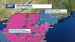 Winter storm warning in effect for central southern New Hampshire for snowstorm