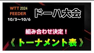 【トーナメント表】組み合わせ決定！対戦相手をトーナメント表でチェック！卓球WTTフィーダー・ドーハ2024