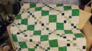 The Adapted Irish Chain Quilt Completed on a Domestic Machine pt 3 #quilting #recycling