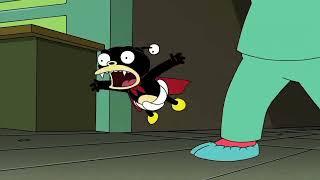 Futurama - Nibbler being thrown kicked knocked flying etc.