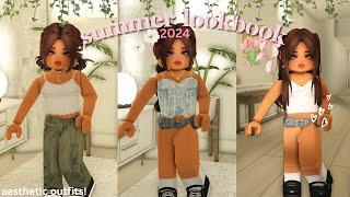  casual summer outfits 🪻  summer 2024 look book  outfit codes included  bloxburg roleplay 