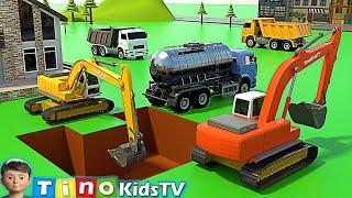 Excavator and Water Tank Truck for Kids  Swimming Pool Construction