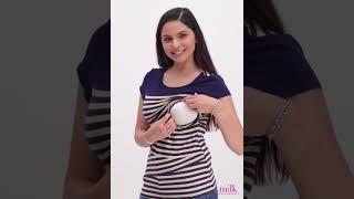 Milk Nursingwears Striped Solid Yoke Nursing Top - How it Works