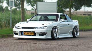 CLEAN Tuner Cars Arriving at Carshow Diablo 2000GT-R RX7 Silvia S15 Esprit Sierra RS Cosworth