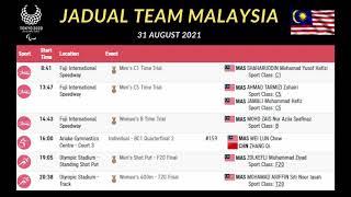 Jadual Team Malaysia 31 Ogos 2021 Paralimpik Tokyo 2020  Team Malaysia - Paralympic Schedule