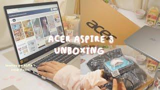 aesthetic laptop unboxing  acer aspire 3 l peachmallows