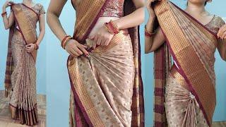 cotton silk saree draping tricks for beginners  step by step cotton silk saree wearing