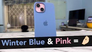 Winter Blue Apple Silicone Case Review  Blue + Pink =  iPhone 15