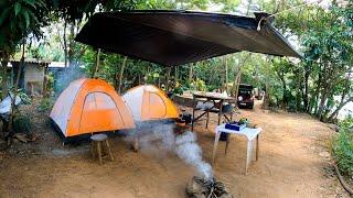 Acampamento de Pesca com fogão a lenha Preparamos Pernil com arroz para o almoço na beira do Rio