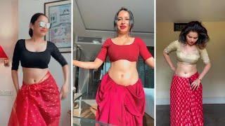 Hot girls rells in sari  Most beautiful girls tiktok video  savage 75