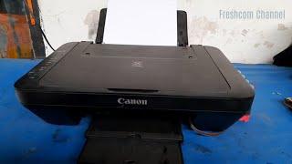 Canon MG2570S  Hasil print bergaris Tes warna Nozzle Check Tes Cartridge masih bagus atau rusak