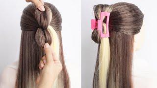Very Easy And Quick Hairstyle For Long Hair Girls For Party  Simple Hairstyle With Claw Clip