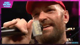 Tyson Fury reacts after epic win over Deontay Wilder and he SINGS for the Las Vegas crowd