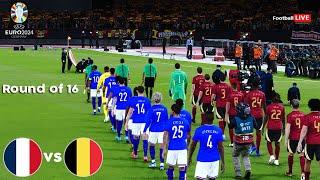 France vs Belgique – UEFA Euro 2024 – Huitièmes de finale  Match complet  PES réaliste Gameplay