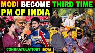 MODI BECOME THIRD TIME PM OF INDIA  CONGRATULATIONS INDIA  PAK PUBLIC REACTION  SANA AMJAD