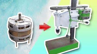 Drilling machine with an engine from an old washing machine how to make it yourself