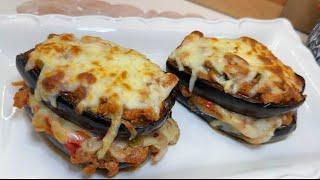 Baked Layered Eggplant with Pork & Peppers  Very Satisfying Dish Your Family Will Enjoy