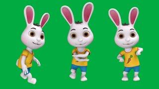 Top 15 pose cartoon rabbit dancing green screen