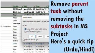 How to Delete Summary Task  in MS Project UrduHindi