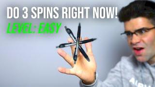 Learn 3 of the EASIEST Pen Spins FAST - Awesome Skills in Only 5 Minutes