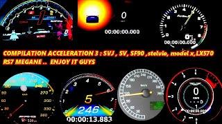 Acceleration 15 cars Compilation 3 SVJ Model X GT63 LX570 Megane RS RS7 Panamera... #finance