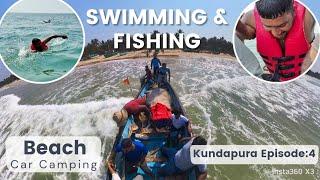 live Fishing & Swimming in SeaKundapura Ep4 Beach Car Camping #campervan #carcamping #camperlife