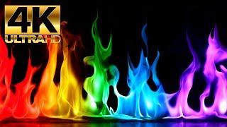 Beautiful Rainbow Flames in 4K UHD 12 Hours