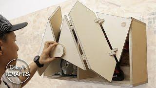 woodworking folding door idea  kinetic door cabinet  scissor door  folding door