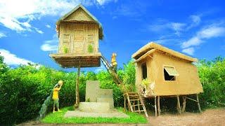 Survival Girl Living Off Grid Building a Tree House Kitchen Groundwater Well by Incredible Skills