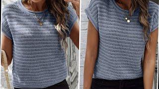 Стильный лаконичный узор спицами для вязания маек топов футболок джемперов на лето