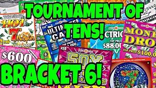 TOURNAMENT OF TENS #6 $100 LOTTERY SCRATCH OFF CHALLENGE #scratchers #scratchoffs #lottery