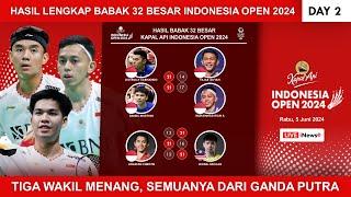 Hasil Lengkap Indonesia Open 2024 Day 2 Babak 32 Besar. TIGA MD MENANG #indonesiaopen2024