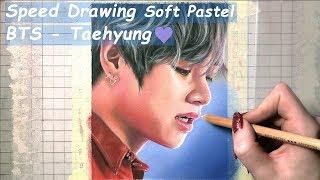 Speed Drawing in soft pastels BTS Taehyung방탄소년단 태형  생일ㅊㅋ