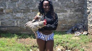 AFRICAN village girl  slaughter chicken barefoot #barefoot