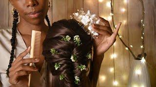 ASMR Hair EXTRA RELAXING Wedding HairstylesCOZY AMBIANCE PAMPERING Fresh Flower_ 2 Styles