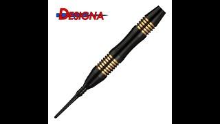 Designa Mako 21g Soft Tip Darts - Barrel Weight - 19.5 gram - Electro Brass - Micro Grip - Black