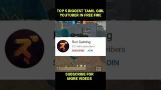 Top 5 Bigest tamil girl youtubers in free fire #3 top 5 tamil girl youtuber #shorts #fact