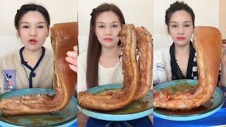 ASMR CHINESE PEOPLE EAT BRAISED PORK BELLY  EATING SHOW