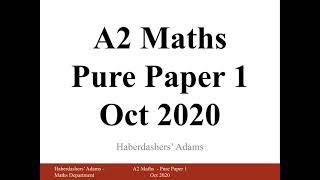 A2 Maths - 2020 - Paper 1 - Q10