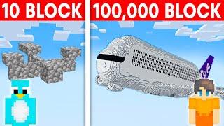 10 Block vs 100000 Block Airplane Build Challenge in Minecraft