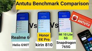 Snapdragon 765g vs kirin 810 vs helio g90t antutu benchmark comparison