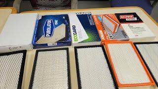 Air Filter 1st Look Comparison - Purolator 1 Fram Baldwin Ecogard AC Delco - Shocking Results