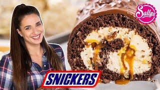 Snickers Schokoladenrolle  Erdnuss Karamell Schoko Biskuitrolle  Sallys Welt