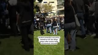 Student protestors and police clashed on UC San Diego campus after arrests made encampment removed
