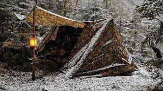 Extreme Winter Camping in Alaska -42C Hot Tent Camping In A Blizzard  SNOW STROM ASMR
