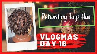 Vlogmas Day 18 First Time Retwisting Jay’s Hair
