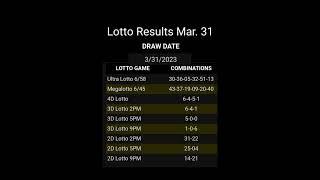 Lotto Results Mar. 31