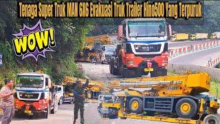 Bertenaga Super  Truk MAN 6X6 Evakuasi Truk Trailer Hino500 Saat Terpuruk #truck