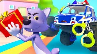 Police Truck Chases Big Bad Wolf  Police Cartoon  Cartoon for Kids  BabyBus - Cars World