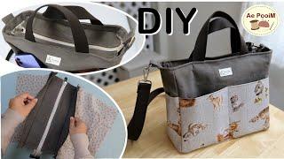 DIY Multi pockets tote bag  Zipper Shoulder Bag
